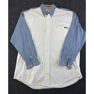Vintage Cutter & Buck Chambray Denim Sleeve Shirt White/Hong Kong XL
